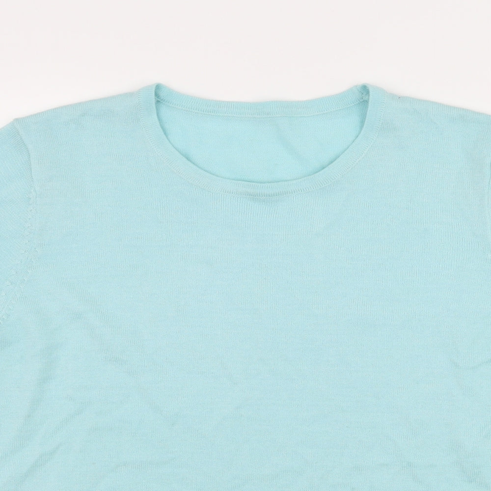 Preworn Womens Blue  Knit Basic T-Shirt Size 14