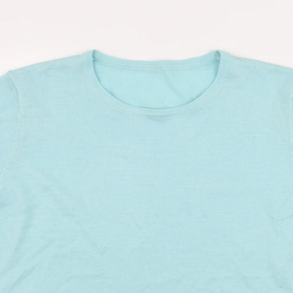 Preworn Womens Blue  Knit Basic T-Shirt Size 14