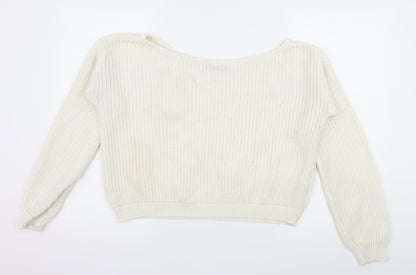 PRETTYLITTLETHING Womens White  Knit Pullover Jumper Size S