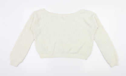 PRETTYLITTLETHING Womens White  Knit Pullover Jumper Size S