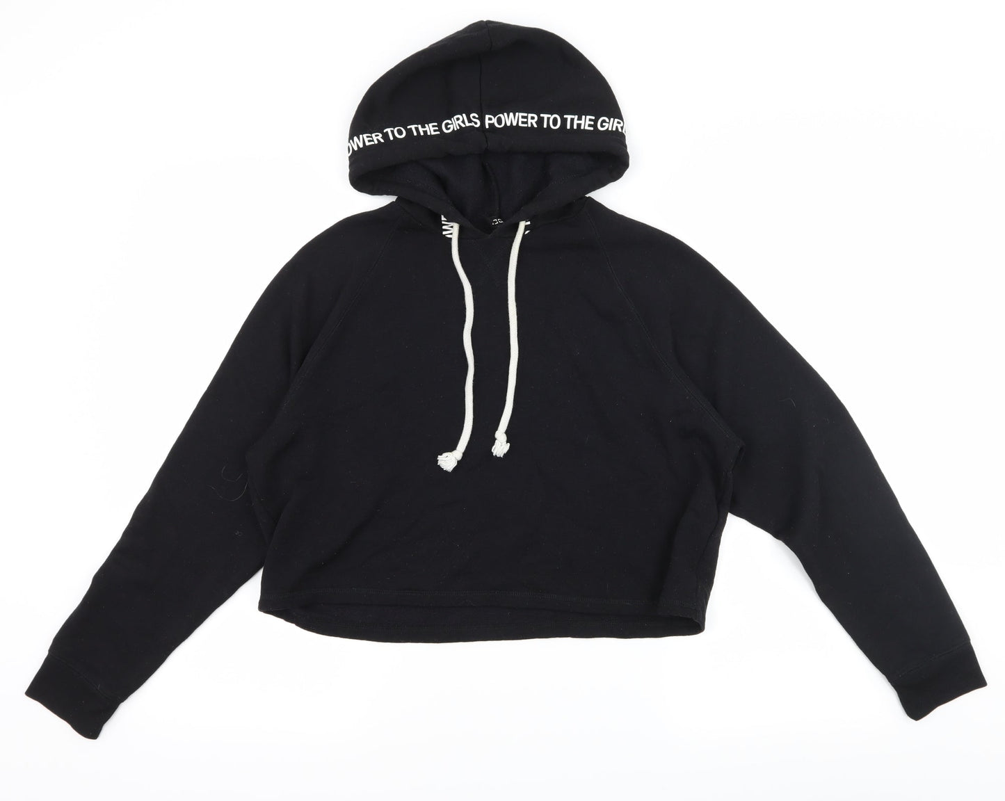 H&M Womens Black  Jersey Pullover Hoodie Size M  - Power to the Girls