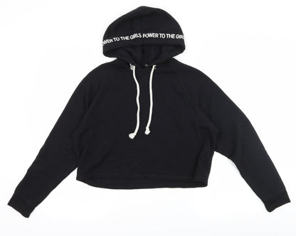 H&M Womens Black  Jersey Pullover Hoodie Size M  - Power to the Girls