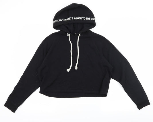 H&M Womens Black  Jersey Pullover Hoodie Size M  - Power to the Girls