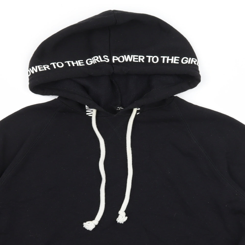 H&M Womens Black  Jersey Pullover Hoodie Size M  - Power to the Girls