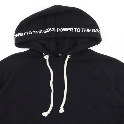 H&M Womens Black  Jersey Pullover Hoodie Size M  - Power to the Girls