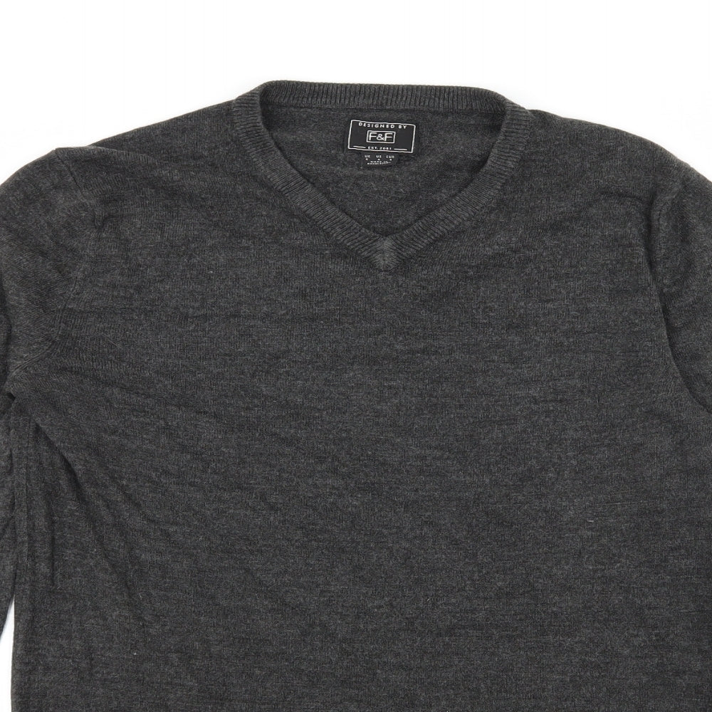F&F Mens Grey  Knit Pullover Jumper Size S