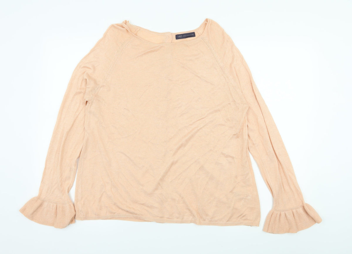 Marks & Spencer Womens Orange  Knit Pullover Jumper Size 14