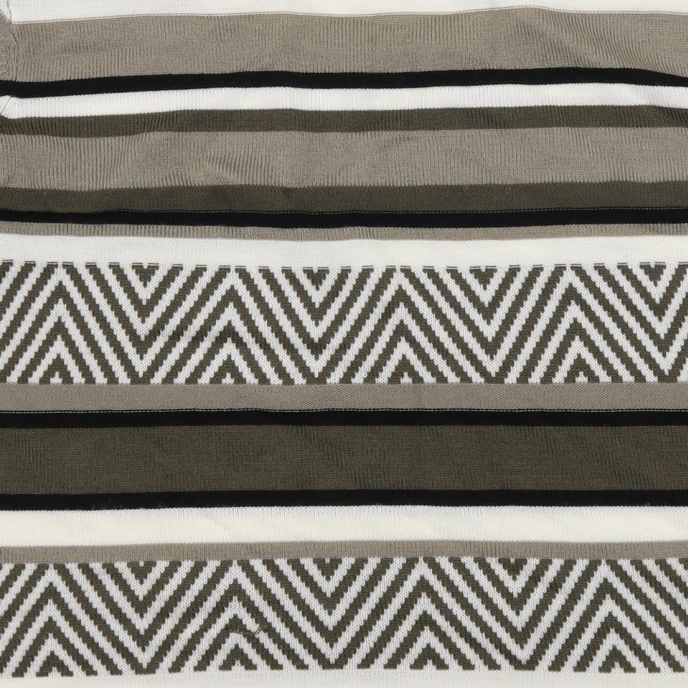 Damart Womens Grey Striped Knit Basic T-Shirt Size 14