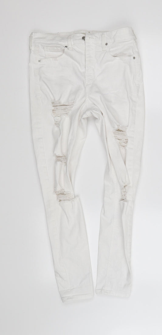Womens UK Size S jamie Regular Fit Straight White Jeans