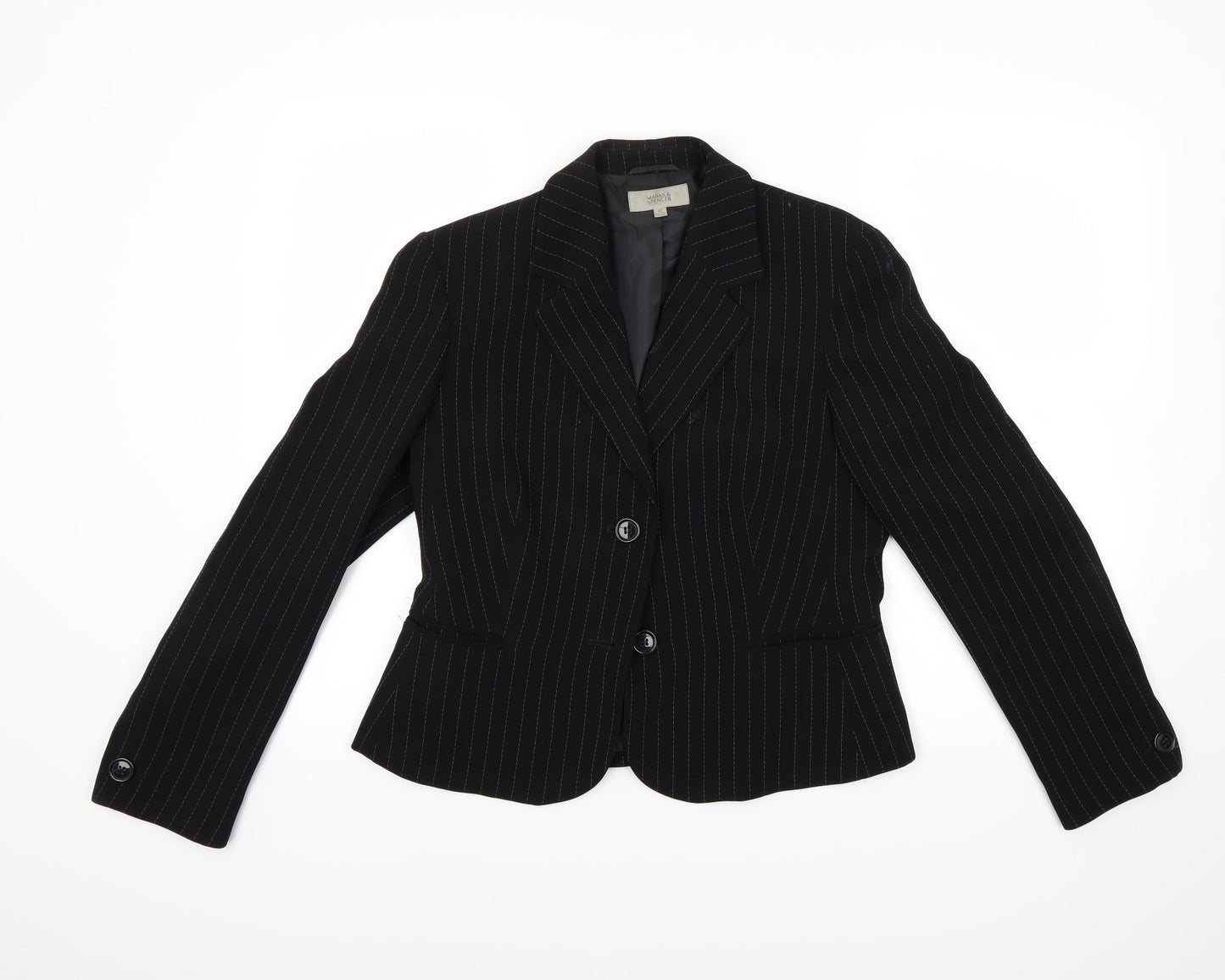 Marks and Spencer Womens Black Striped  Jacket Coat Size 12