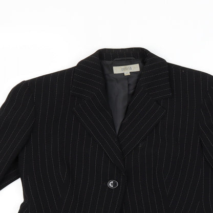 Marks and Spencer Womens Black Striped  Jacket Coat Size 12