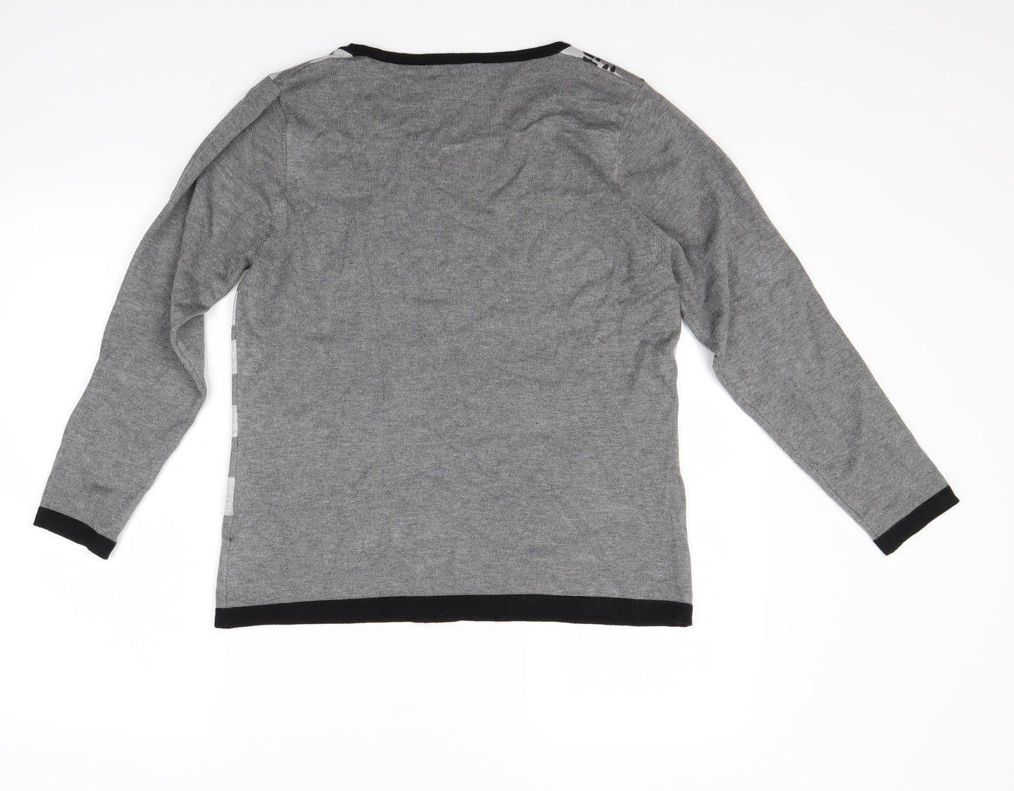 Nina Mutati Womens Grey Floral  Pullover Jumper Size M