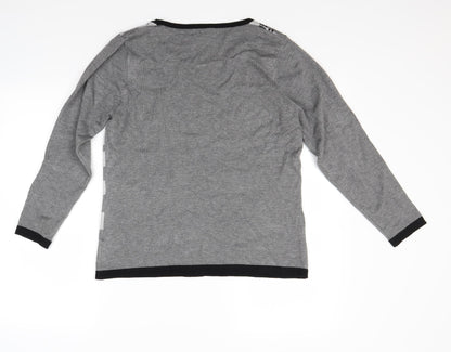 Nina Mutati Womens Grey Floral  Pullover Jumper Size M