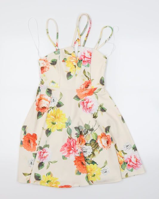 New Look Womens White Floral  A-Line  Size 6