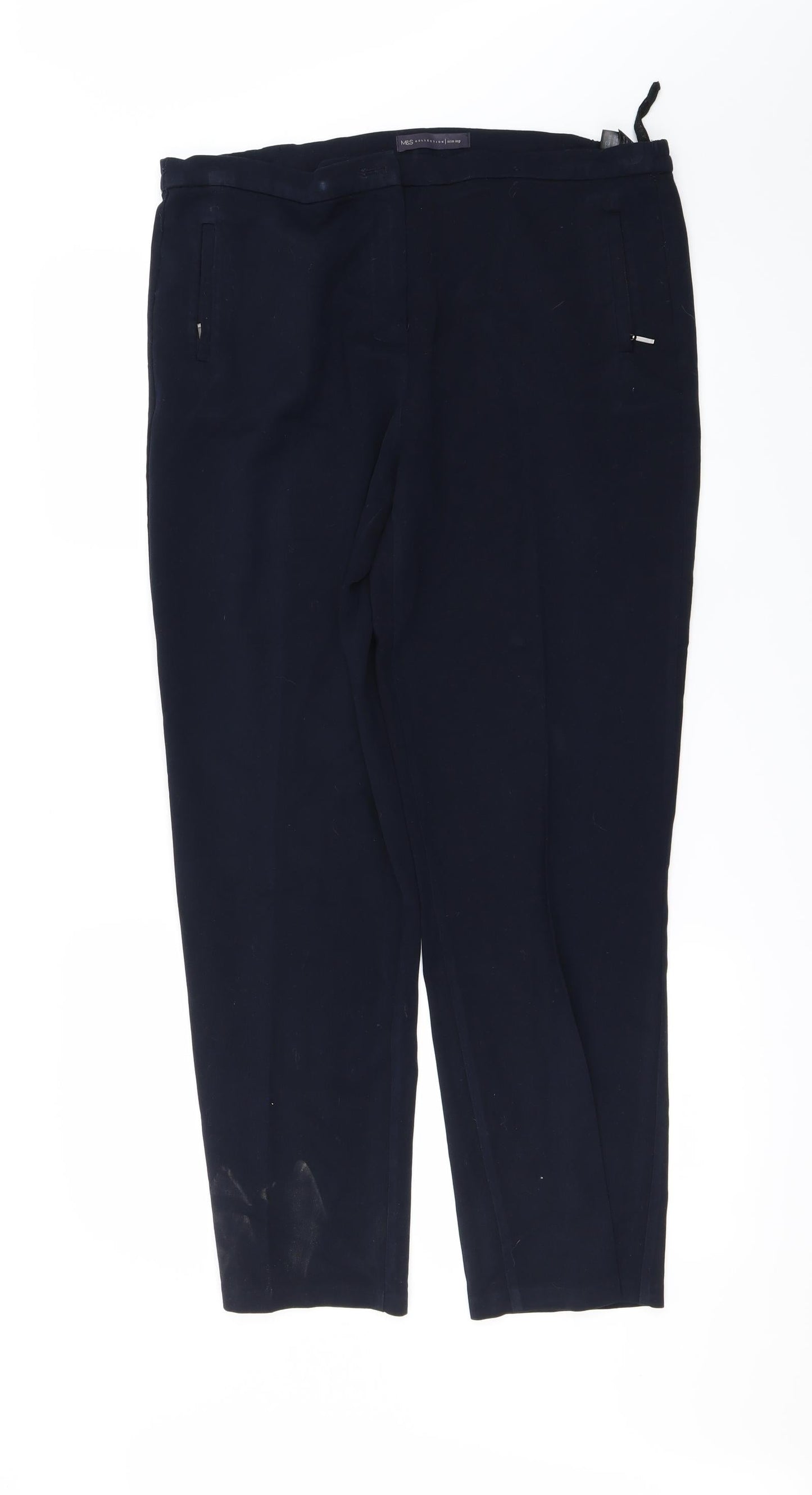 Womens UK Size 14 Marks and Spencer Regular Fit  Blue Trousers