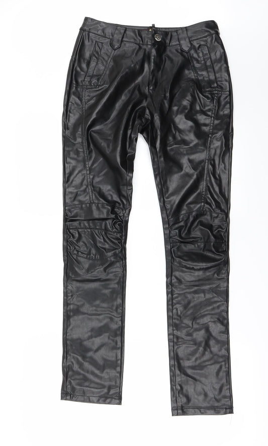 Womens UK Size M Preworn Regular Fit  Black Trousers