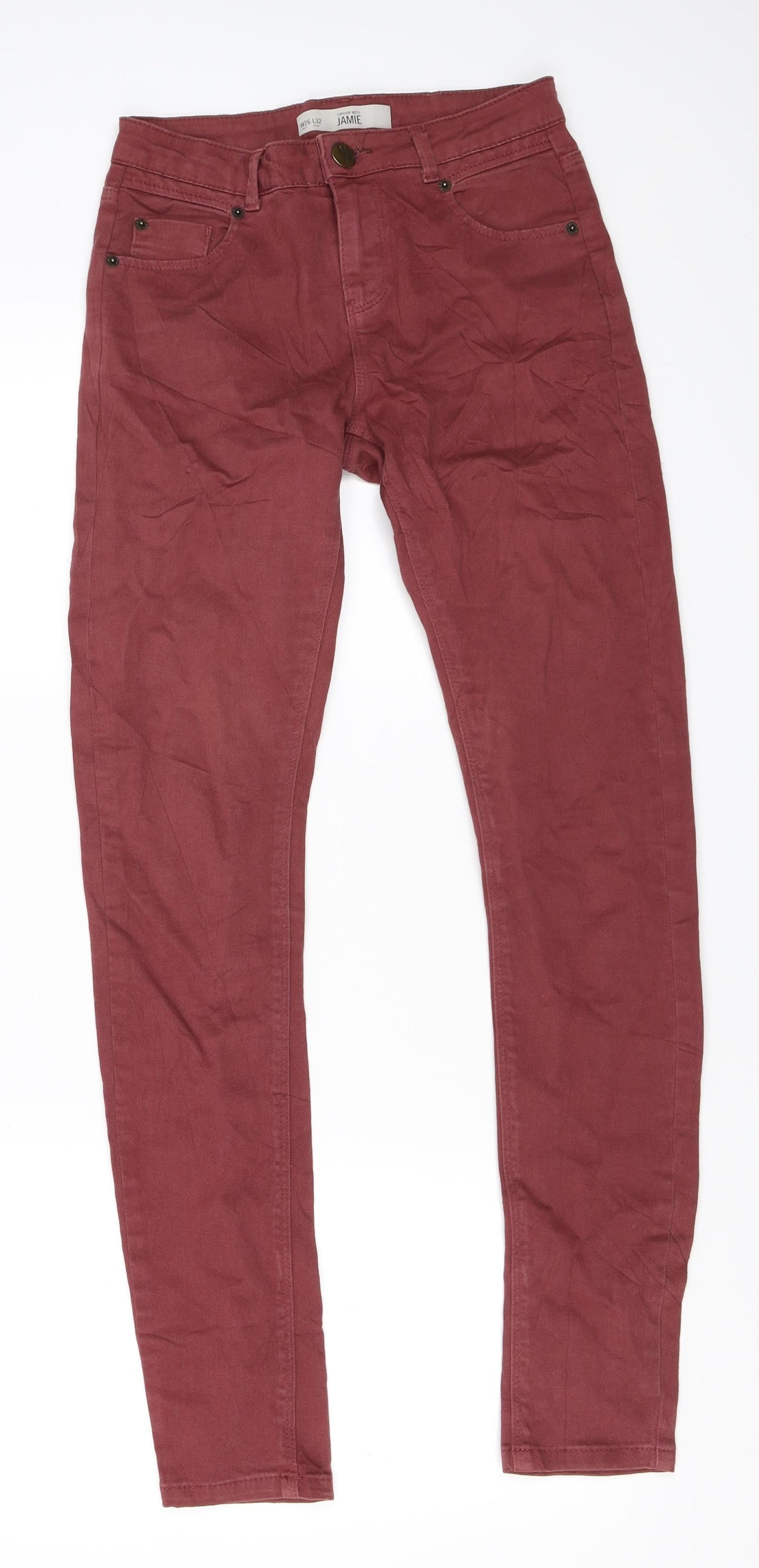 Topshop Womens Red   Skinny Jeans Size 26 in L32 in