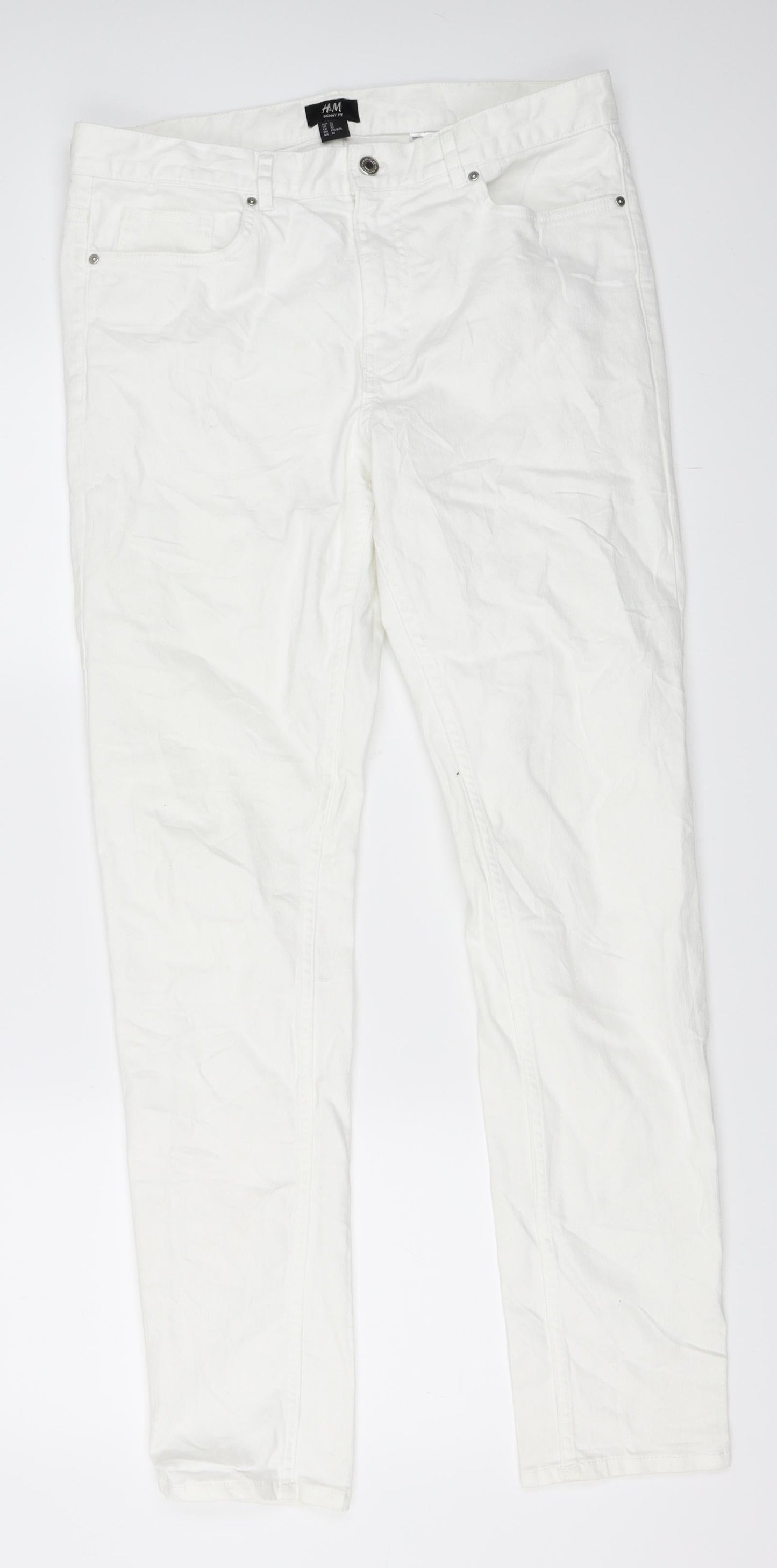 Womens UK Size 32 H&M Regular Fit Skinny White Jeans