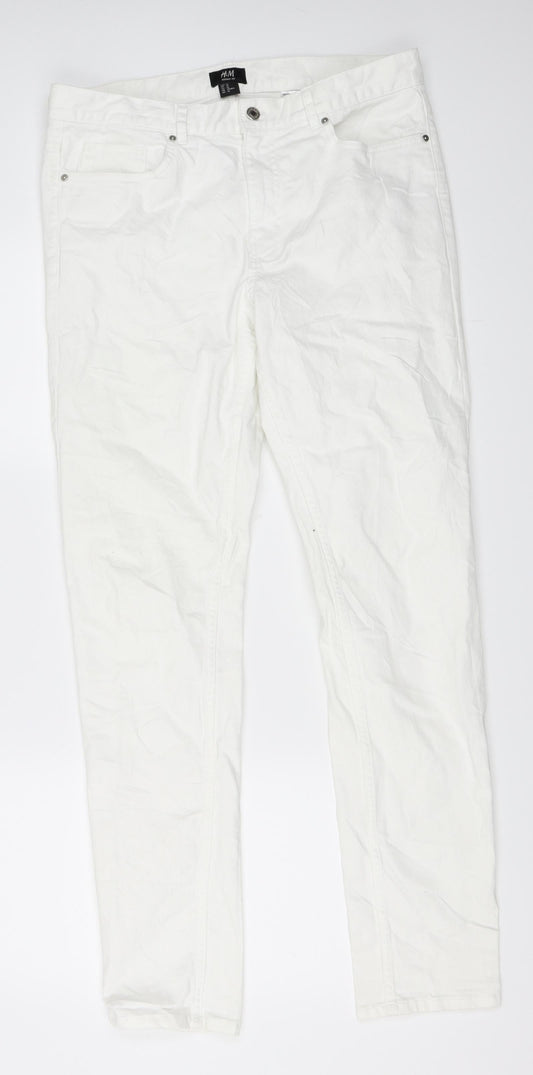 Womens UK Size 32 H&M Regular Fit Skinny White Jeans