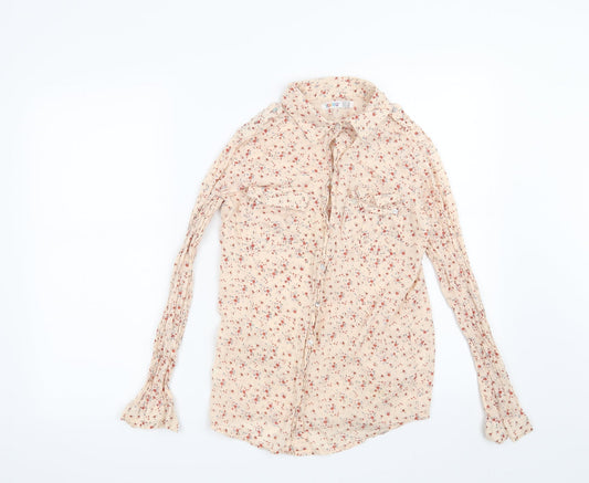 Denim CO Womens Pink Floral  Basic Button-Up Size 10