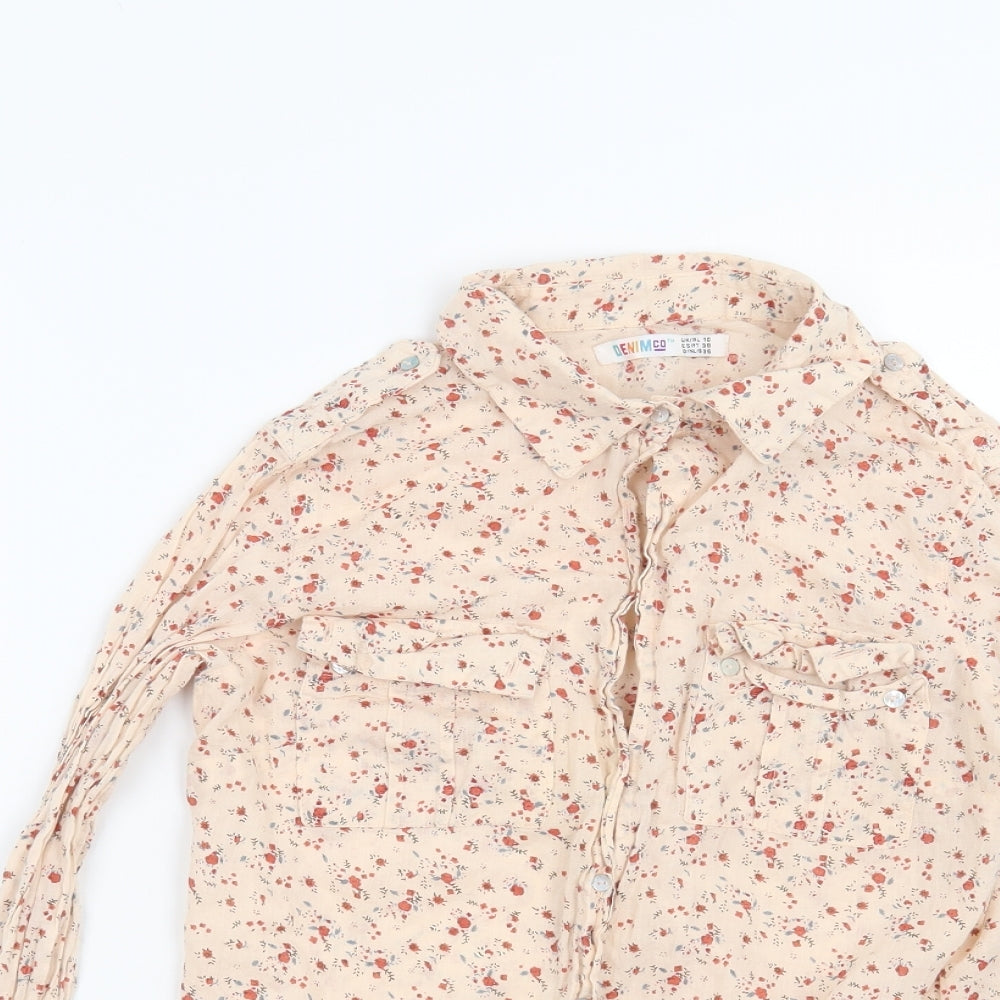 Womens UK Size 10 Denim CO Pink Basic Button-Up