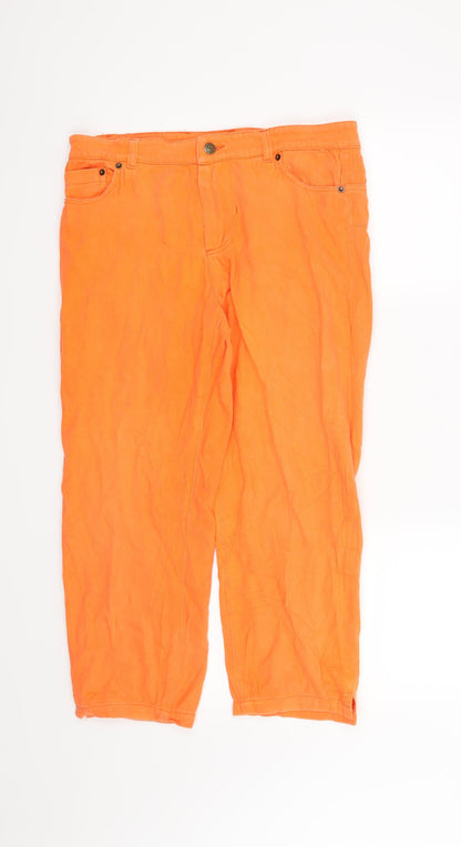 Womens UK Size 8 Preworn Regular Fit Straight Orange Jeans