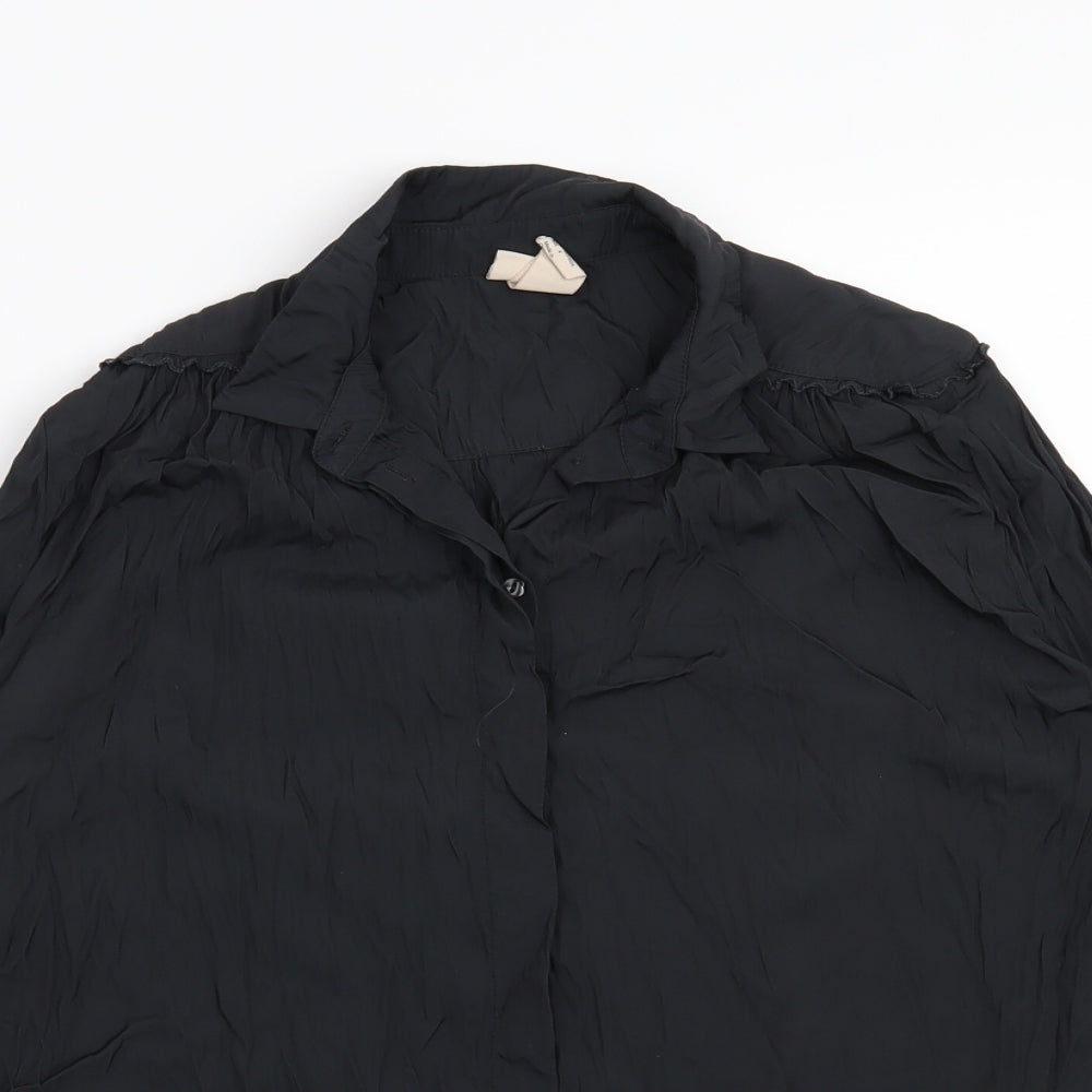 Womens UK Size 6 H&M Black Basic Button-Up