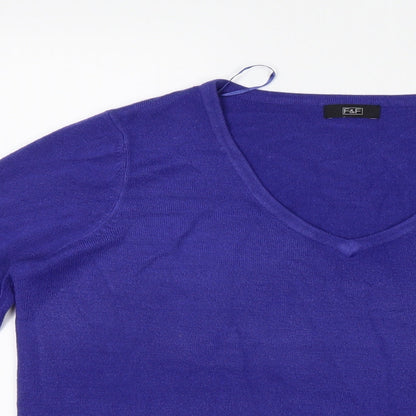 F&F Womens Blue  Knit Pullover Jumper Size 14