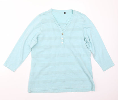 Womens UK Size M Preworn Blue Basic T-Shirt