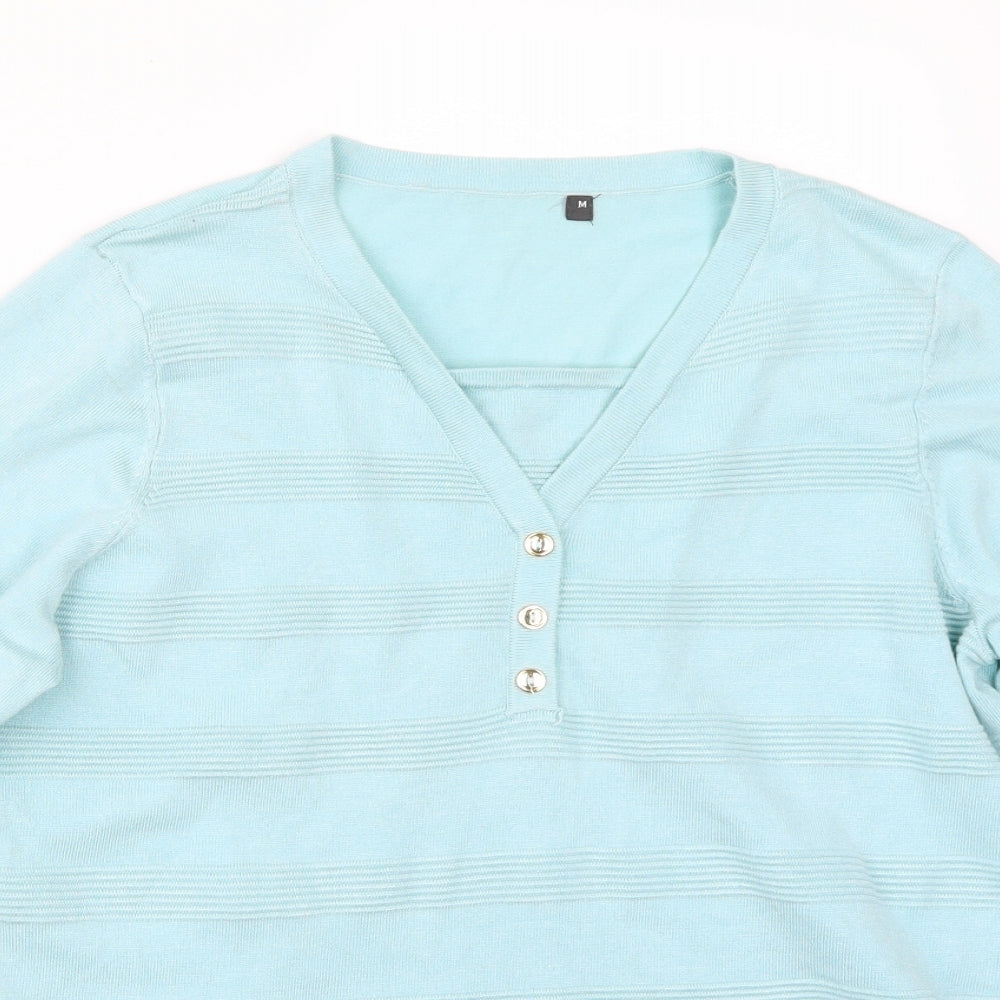 Womens UK Size M Preworn Blue Basic T-Shirt