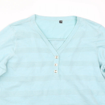 Womens UK Size M Preworn Blue Basic T-Shirt
