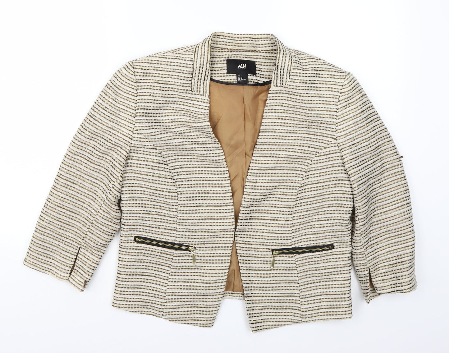 H&M Womens Beige   Jacket Blazer Size 12