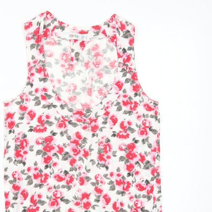 Denim Womens White Floral  Basic T-Shirt Size 8