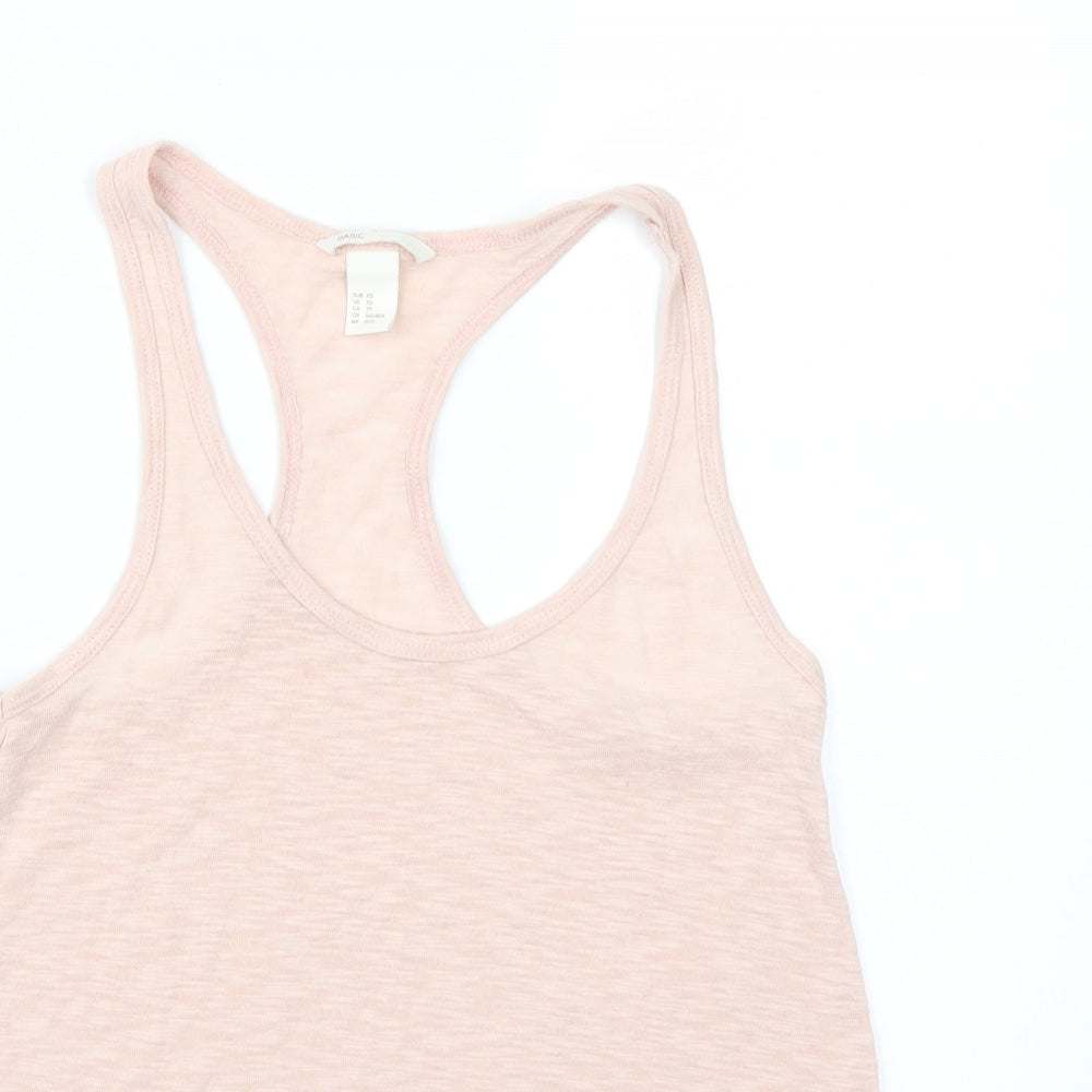 Womens UK Size XS H&M Pink Basic T-Shirt