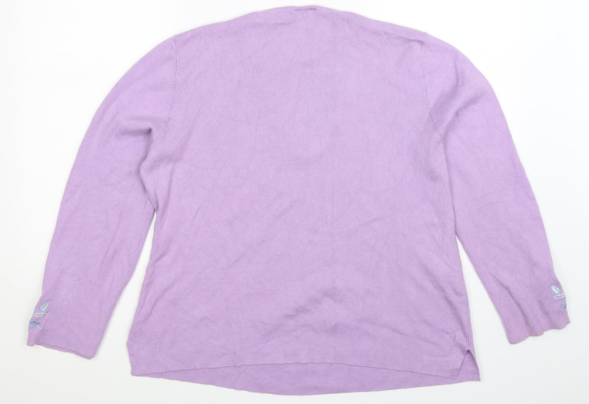 Classics Womens Purple Floral Knit Pullover Jumper Size 20