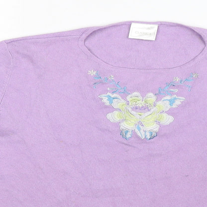 Classics Womens Purple Floral Knit Pullover Jumper Size 20