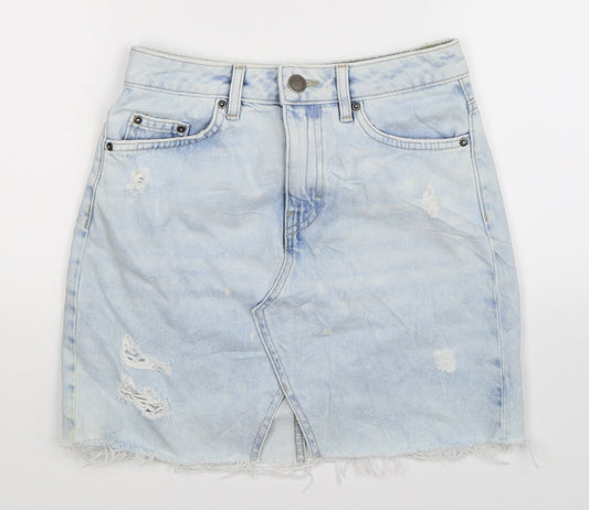 Divided Womens Blue  Denim A-Line Skirt Size 4  - Distressed