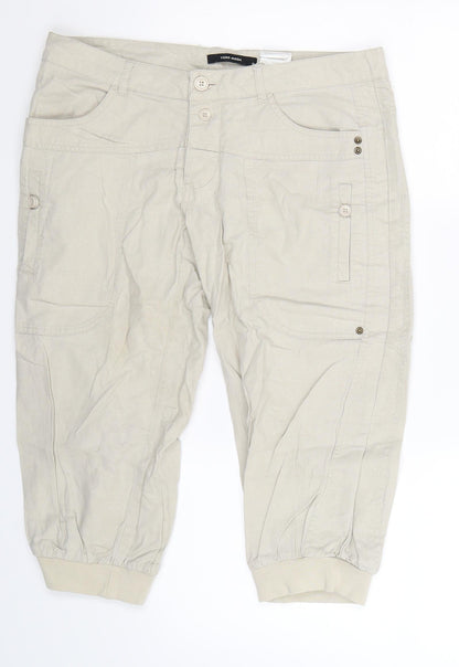 Womens UK Size 32 in VERO MODA Regular Fit Cropped Beige Trousers