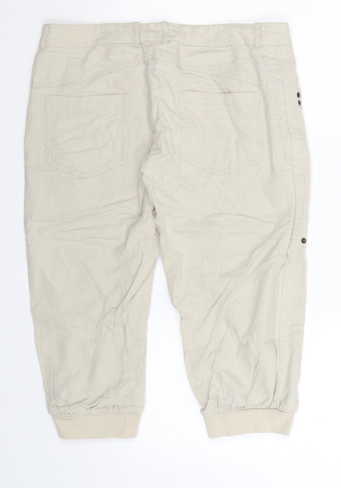 Womens UK Size 32 in VERO MODA Regular Fit Cropped Beige Trousers