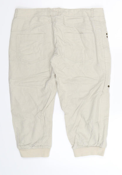 Womens UK Size 32 in VERO MODA Regular Fit Cropped Beige Trousers