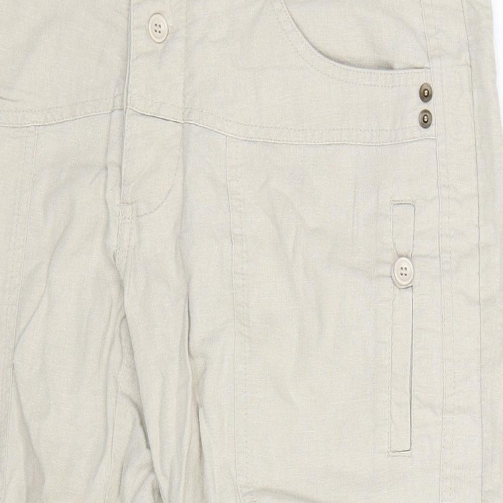 Womens UK Size 32 in VERO MODA Regular Fit Cropped Beige Trousers