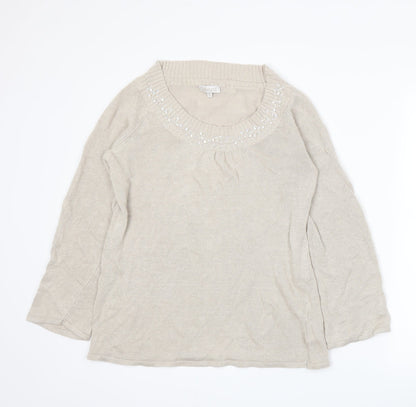 Lakeland Womens Beige  Knit Pullover Jumper Size 14
