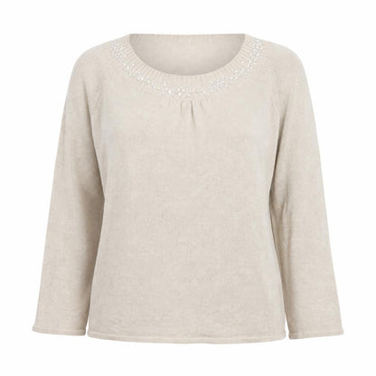 Lakeland Womens Beige  Knit Pullover Jumper Size 14