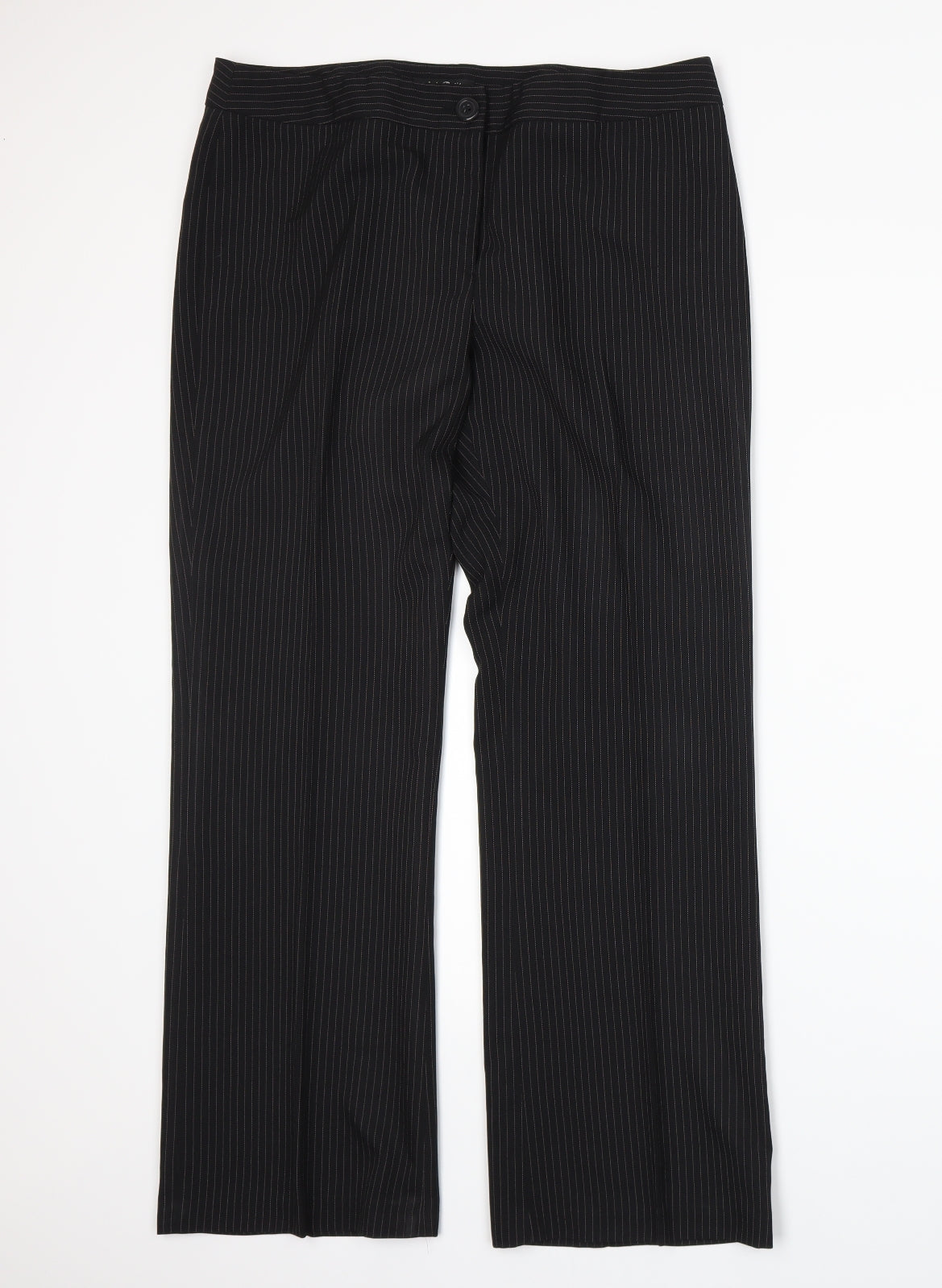 George Womens Black Striped  Trousers  Size 14 L28 in