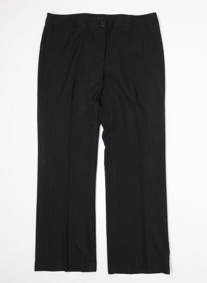 George Womens Black Striped  Trousers  Size 14 L28 in