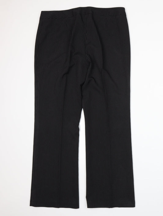 George Womens Black Striped  Trousers  Size 14 L28 in