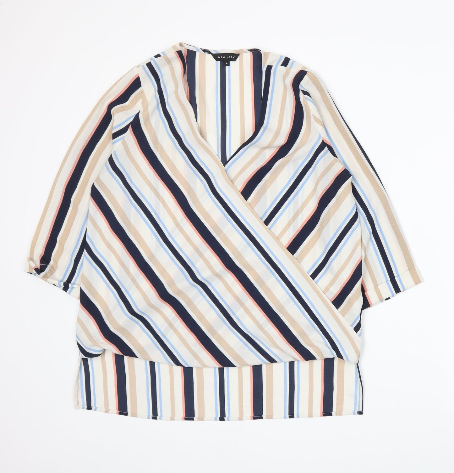 New Look Womens Multicoloured Striped  Basic Blouse Size 8