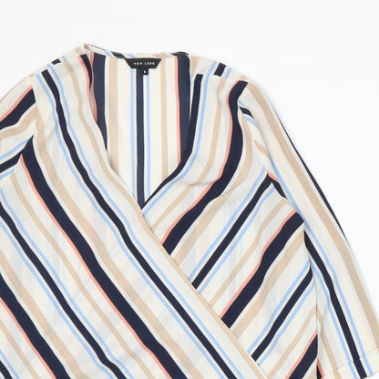 New Look Womens Multicoloured Striped  Basic Blouse Size 8