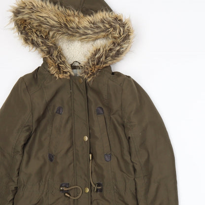 Womens UK Size 6 Dorothy Perkins Green Parka Coat