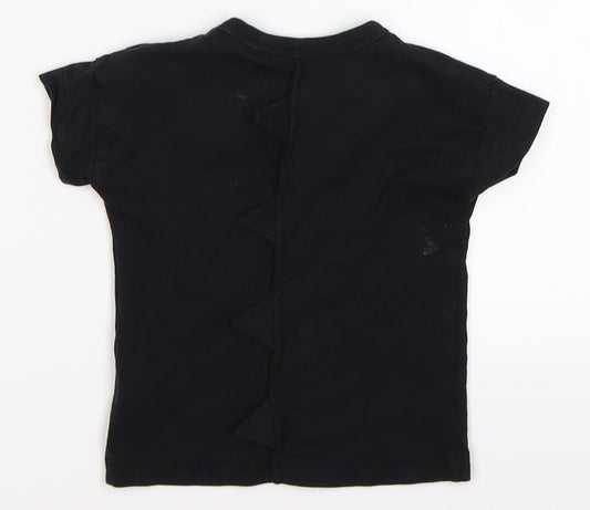 NEXT Boys Black   Basic T-Shirt Size 6-9 Months  - monster spike back
